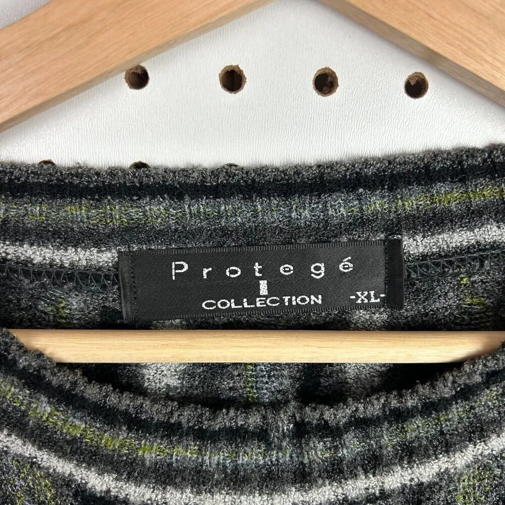 Protege 3D Coogi Style Knit‎ Sweater XL Green Black Biggie Striped Hip Hop 90s